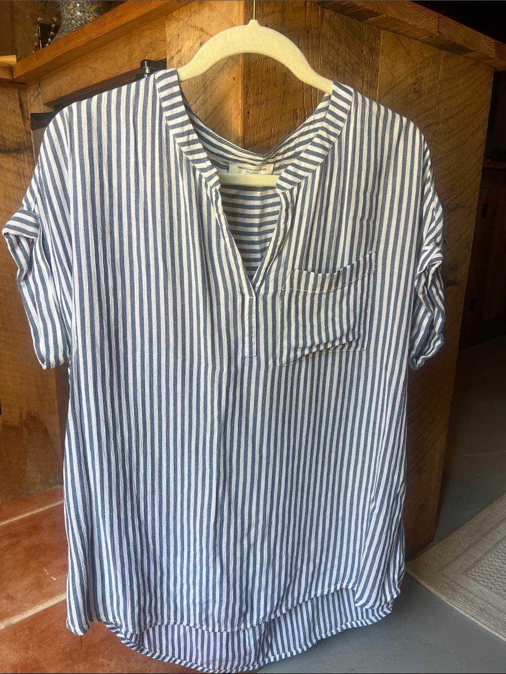 beachlunchlounge Blue and White Striped Women's Tunic